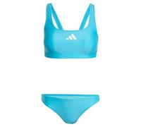 adidas Mujer 3 Stripes V-Back Bikini, Lucid Cyan/White, 38