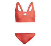Adidas Mujer 3 Stripes V-Back Bikini, Semi Lucid Red/White, 34