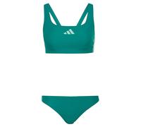 adidas Mujer 3 Stripes V-Back Bikini Swimwear, Equipment Green/Clear Mint, 36