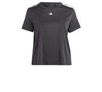 adidas Mujer AEROREADY Train Essentials 3-Stripes Tee (Plus Size), Black/White, XL Plus