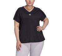 adidas Mujer AEROREADY Train Essentials Minimal Branding V-Neck Tee (Plus Size), BLACK, XL Plus