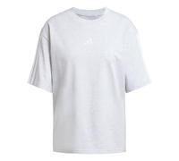 adidas Mujer Essentials 3-Stripes Boyfriend T-Shirt, Light Grey Heather/White, XS