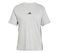 adidas Mujer Essentials 3-Stripes Cotton T-Shirt, Medium Grey Heather/Black, L