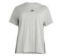 adidas Mujer Essentials 3-Stripes Cotton T-Shirt (Plus Size), Medium Grey Heather/Black, XXL Plus