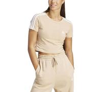 adidas Mujer Essentials 3-Stripes Crop tee, Magic Beige, XXL