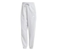 adidas Mujer Essentials 3-Stripes Fleece Loose Pants, Light Grey Heather/White, L