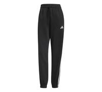 adidas Mujer Essentials 3-Stripes Fleece Loose Pants, Black/White, XL