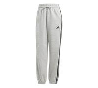 adidas Mujer Essentials 3-Stripes Fleece Loose Pants, Medium Grey Heather/Black, XS