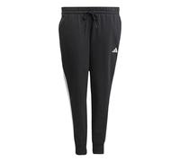 adidas Mujer Essentials 3-Stripes Fleece Slim Pants (Plus Size), Black/White, XXL Plus