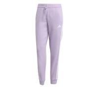 adidas Mujer Essentials 3-Stripes Fleece Slim Pants, Powder Plum/White, S