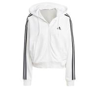 adidas Mujer Essentials 3-Stripes French Terry Bomber Full-Zip Hoodie, White/Black, L