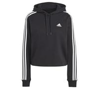 adidas Mujer Essentials 3-Stripes French Terry Crop Hoodie, Black/White, L