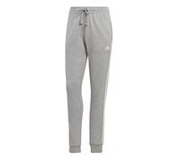 adidas Mujer Essentials 3-Stripes French Terry Cuffed Pants, Medium Grey Heather / White, XS