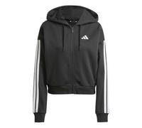 adidas Mujer Essentials 3-Stripes French Terry Full Zip Hoodie Sweatshirt, Black/White, XS