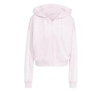 adidas Mujer Essentials 3-Stripes French Terry Full Zip Hoodie Sweatshirt, Clear Pink/White, XXL