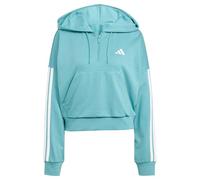 adidas Mujer Essentials 3-Stripes French Terry Quarter-Zip Hoodie, Powder Teal/White, L