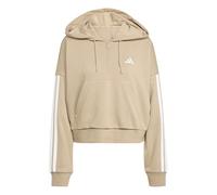adidas Mujer Essentials 3-Stripes French Terry Quarter-Zip Hoodie, Warm Sandstone/White, XL