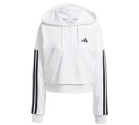 adidas Mujer Essentials 3-Stripes French Terry Quarter-Zip Hoodie, White/Black, L