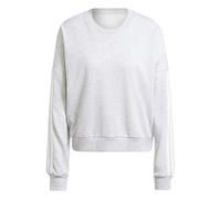 adidas Mujer Essentials 3-Stripes French Terry Sweatshirt, Light Grey Heather/White, XS
