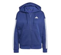 adidas Mujer Essentials 3-Stripes Full-Zip Fleece Hoodie, Dark Blue/White, S