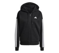 adidas Mujer Essentials 3-Stripes Full-Zip Fleece Hoodie Sweatshirt, Black, XL
