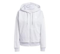 adidas Mujer Essentials 3-Stripes Full-Zip Fleece Hoodie Sweatshirt, Light Grey Heather/White, L