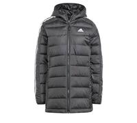 adidas Mujer Essentials 3-Stripes Light Down Hooded Parka, Black, XL