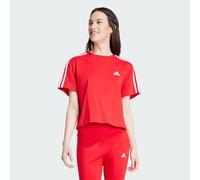 adidas Mujer Essentials 3-Stripes Single Jersey Crop Top, Better Scarlet, XS