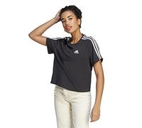 adidas Mujer Essentials 3-Stripes Single Jersey Crop Top, Black / White, L