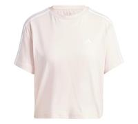 adidas Mujer Essentials 3-Stripes Single Jersey Crop Top, Sandy Pink, L