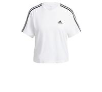 adidas Mujer Essentials 3-Stripes Single Jersey Crop Top, White/Black, S