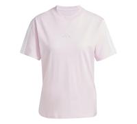 adidas Mujer Essentials 3-Stripes Sleeve Cotton Shirt, Clear Pink/White, XS