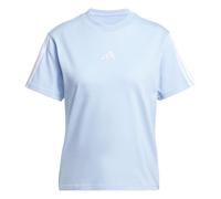 adidas Mujer Essentials 3-Stripes Sleeve Cotton T-Shirt, Glow Blue/White, S
