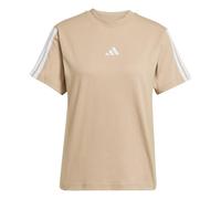 adidas Mujer Essentials 3-Stripes Sleeve Cotton T-Shirt, Warm Sandstone/White, S