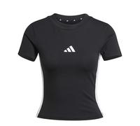 adidas Mujer Essentials 3 Stripes Slim Baby Shirt, Black/White, XXS