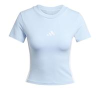 adidas Mujer Essentials 3 Stripes Slim Baby Shirt, Glow Blue/White, XL