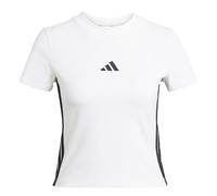 adidas Mujer Essentials 3 Stripes Slim Baby T-Shirt, White/Black, XS