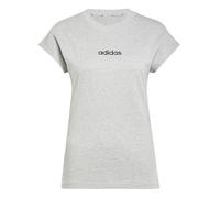 adidas Mujer Essentials Linear Cotton T-Shirt, Medium Grey Heather/Black, XS
