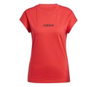 adidas Mujer Essentials Linear Cotton T-Shirt, Pure Ruby/Black, XS