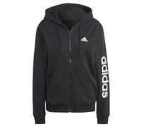 adidas Mujer Essentials Linear Full-Zip French Terry Hoodie, Black / White, XS