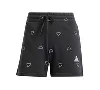 adidas Mujer Essentials Monogram Fleece Graphic Shorts, Black, L