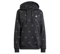 adidas Mujer Essentials Monogram Regular Fleece Graphic Hoodie, Black, L