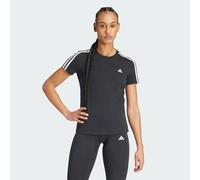 adidas Mujer Essentials Slim 3-Stripes Tee, Black / White, M