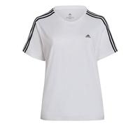 adidas Mujer Essentials Slim 3-Stripes tee (Plus Size), White/Black, 3XL Plus