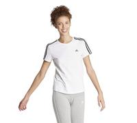 adidas Mujer Essentials Slim 3-Stripes Tee, White / Black, L