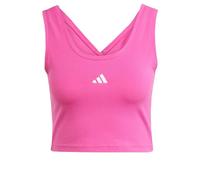 adidas Mujer Essentials Small Logo Cotton Lifestyle Tank, Semi Lucid Fuchsia/White, L
