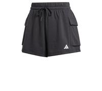 adidas Mujer Essentials Small Logo French Terry Cargo Shorts, Black/White, XS