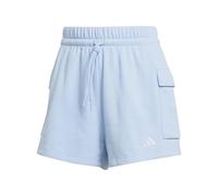 adidas Mujer Essentials Small Logo French Terry Cargo Shorts, Glow Blue/White, XS