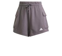 adidas Mujer Essentials Small Logo French Terry Cargo Shorts, Grey Strata/White, M