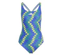 adidas Mujer Football-Inspired V-Back Graphic Swimsuit Swimwear, Lucid Blue/Bold Green, 48